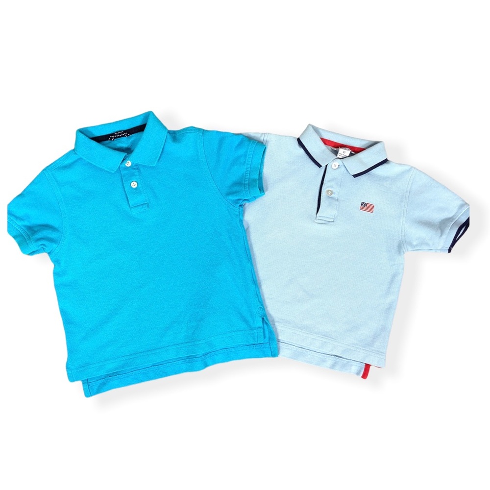 2 Boy's Size 4T/4 Blue Polo Shirts- Land's End and Hartstrings